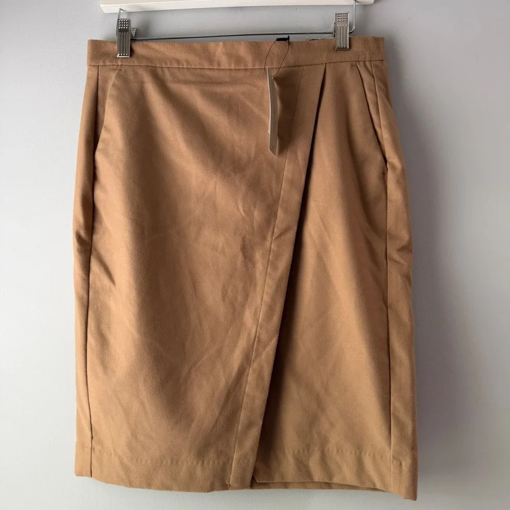 Banana Republic Faux Wrap‎ Pencil Skirt Womens 4 Camel Brown NWT Professional